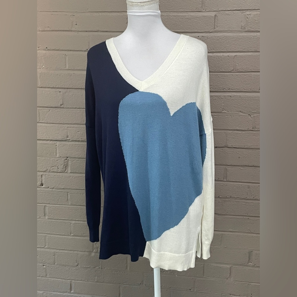 Laurie Felt Heart Design Knit Sweater M View 2